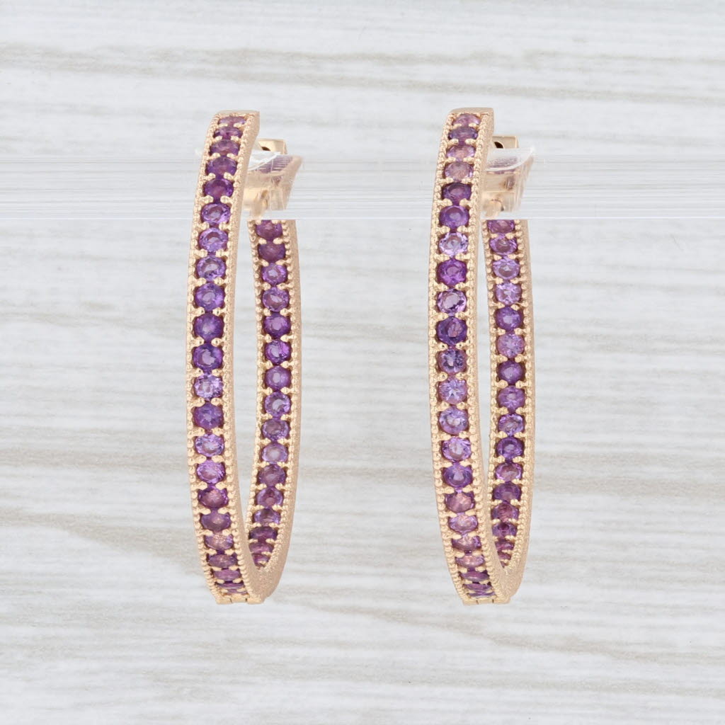 Light Gray New Nina Nguyen Intricate Inside Out Amethyst Hoop Earrings 18k Yellow Gold