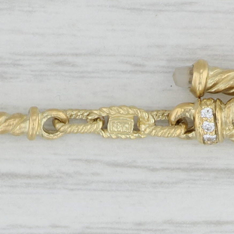Light Gray Judith Ripka 0.25ctw Diamond Flower Bar Link Necklace 18k Yellow Gold 15.5"