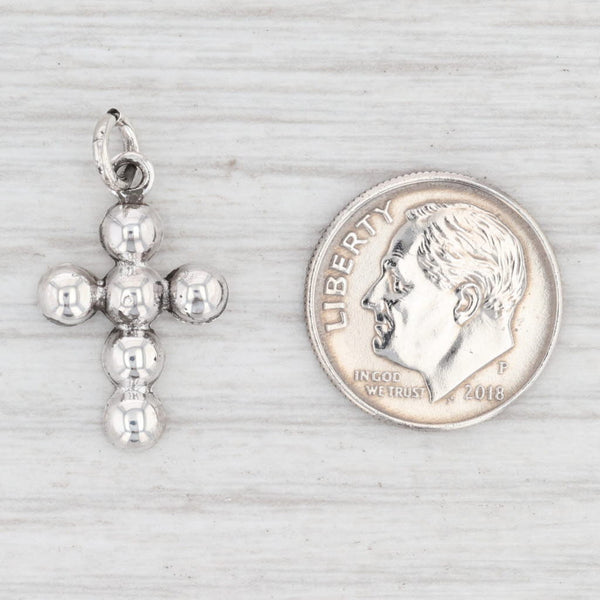 Light Gray New Bead Cross Pendant Sterling Silver 925 Religious Charm
