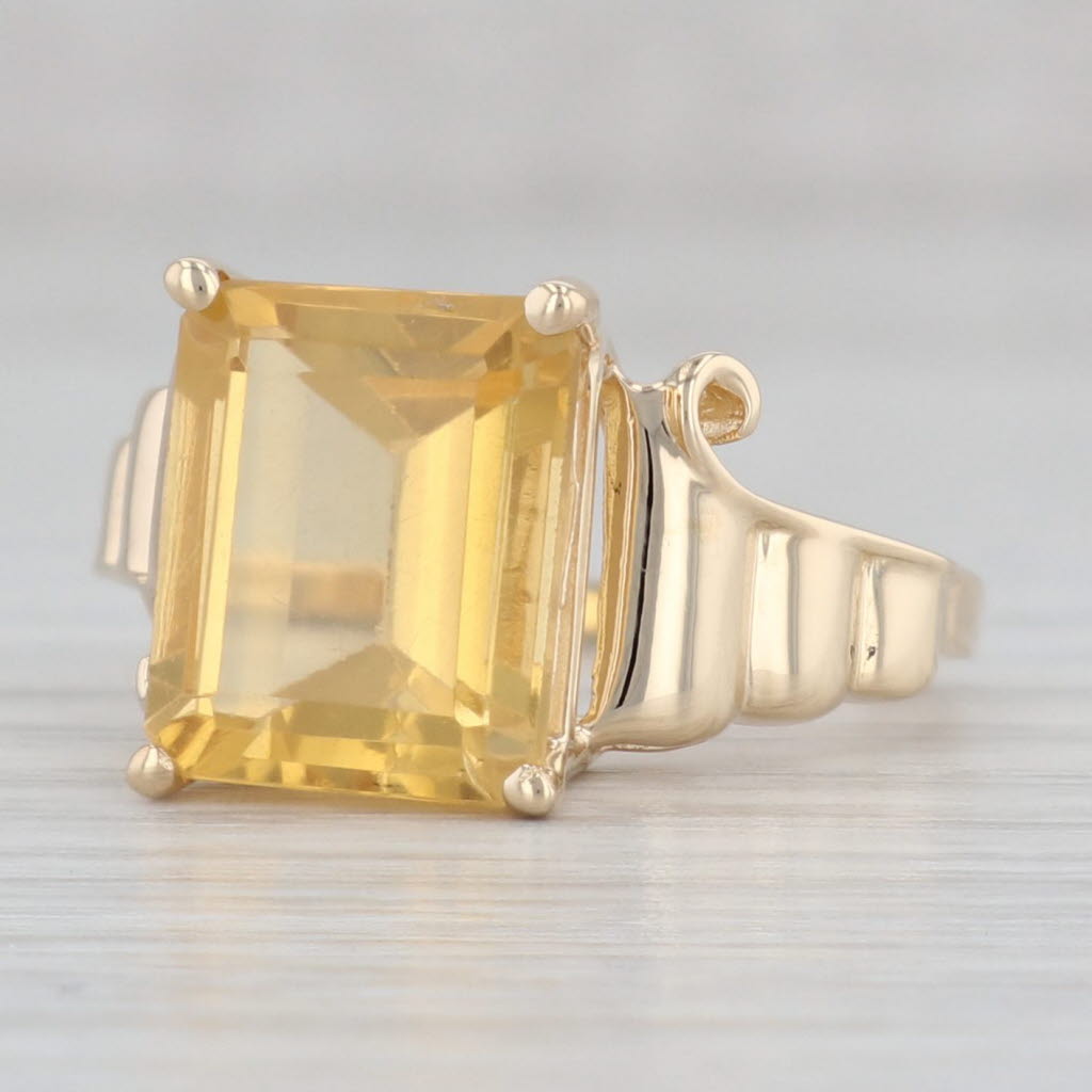 Gray 4.50ct Emerald Cut Citrine Solitaire Ring 14k Gold November Birthstone Size 7