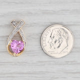 Light Gray 1.55ct Pink Lab Created Sapphire Heart Pendant 10k Yellow Gold Diamond Accents