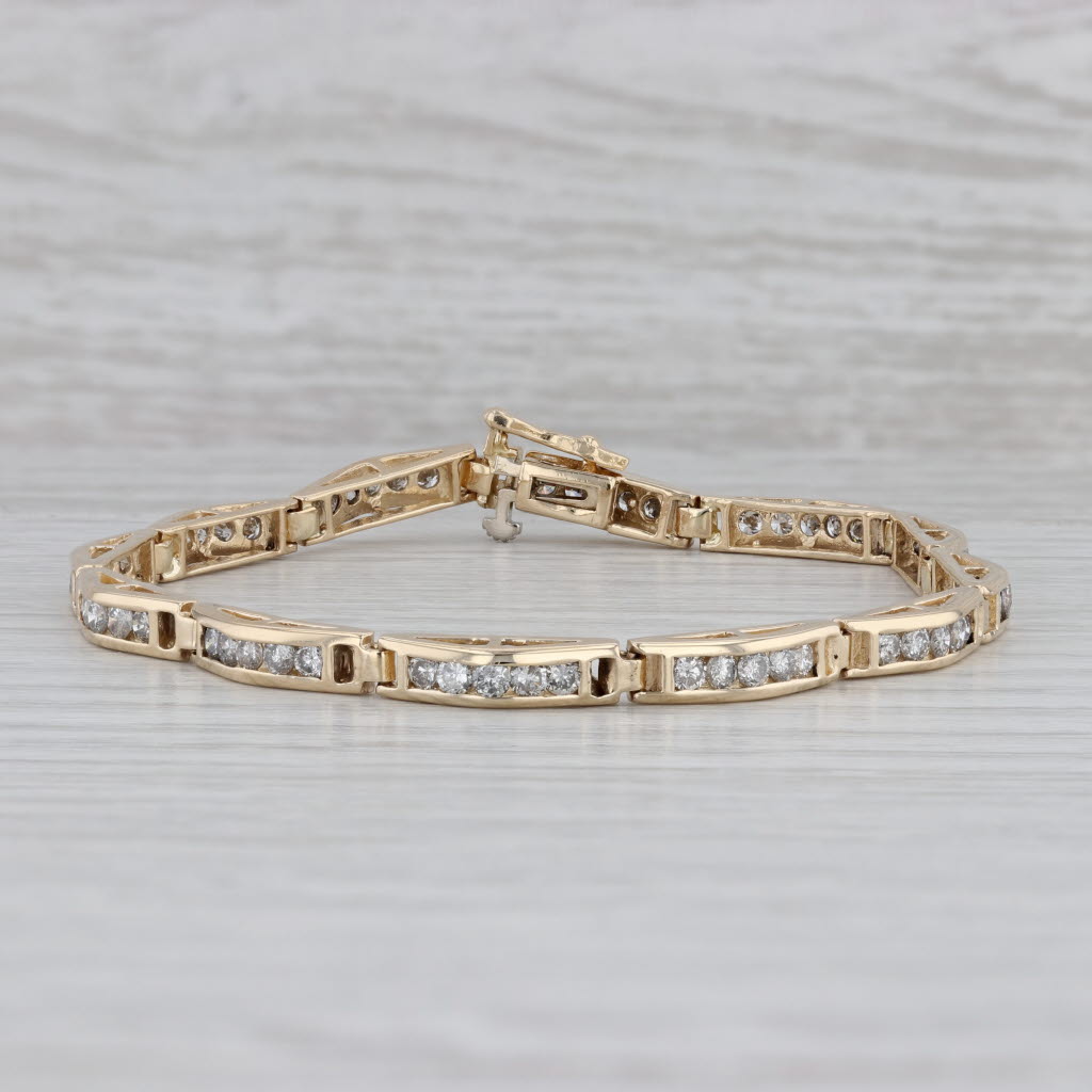 Gray 2.80ctw Diamond Tennis Bracelet 14k Yellow Gold 7" 4mm