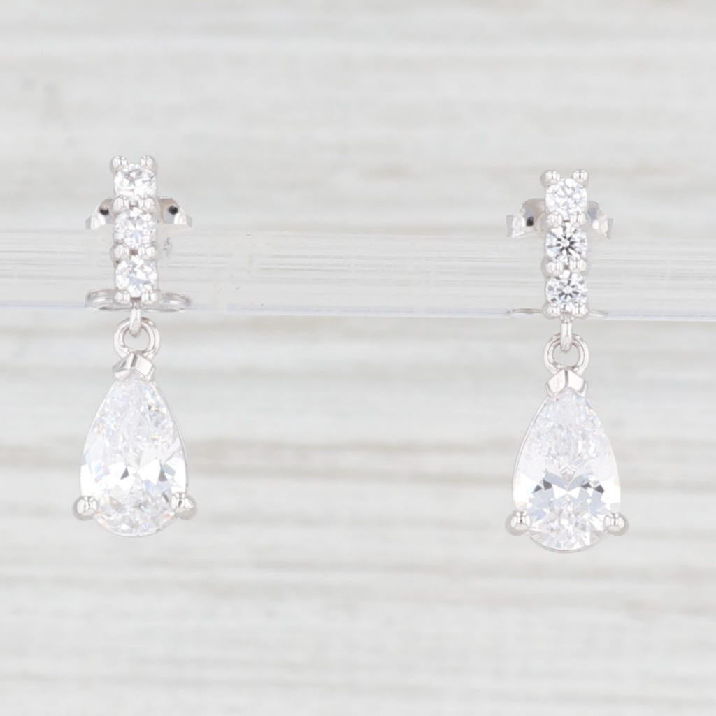 Light Gray 1.68ctw Teardrop Cubic Zirconia Earrings 10k White Gold Dangles