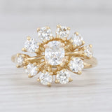 1.30ctw VS SI Diamond Halo Ring 18k Yellow Gold Size 6.25 Vintage