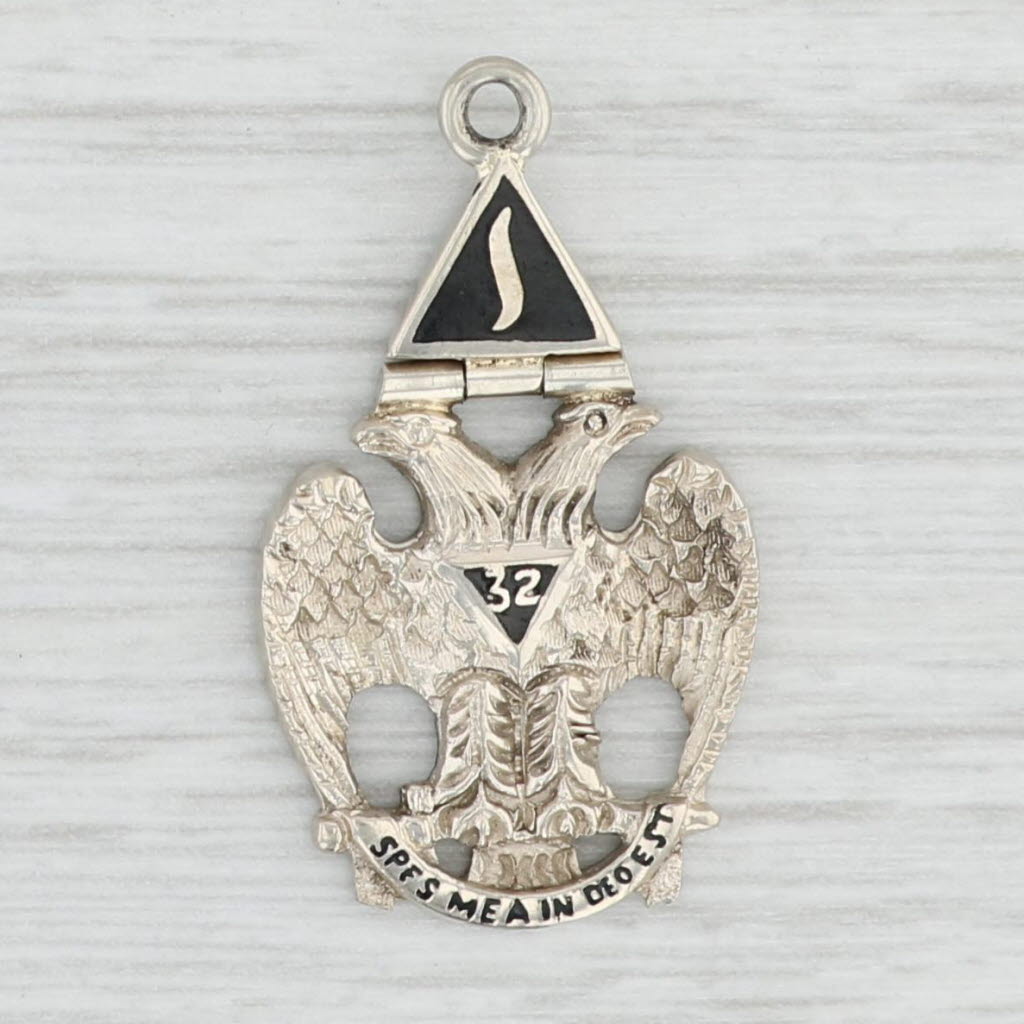 Light Gray Antique Scottish Rite Eagle Signet Fob 14k Gold 32nd 14th Degree Yod Pendant