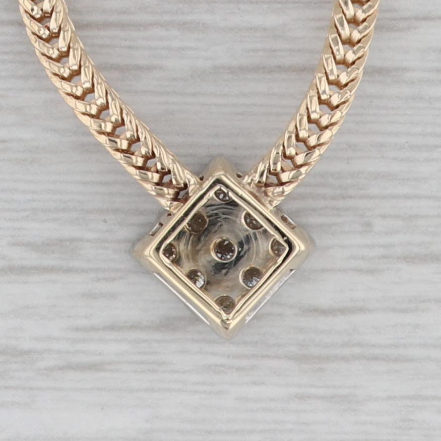 Gray 0.45ctw Diamond Station Pendant Necklace 14k Yellow Gold 16" Wheat Chain