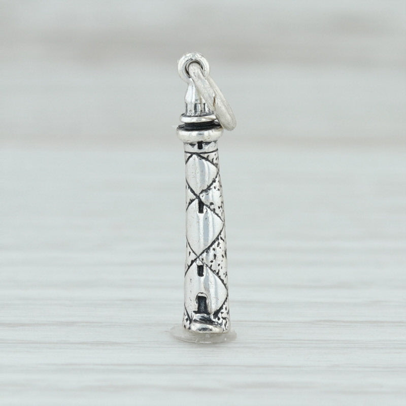 Light Gray Cape Lookout Lighthouse Charm Sterling Silver Nautical North Carolina Souvenir