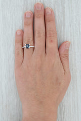 1.02ctw Blue Sapphire Diamond Ring 18k White Gold Size 5.5 Engagement