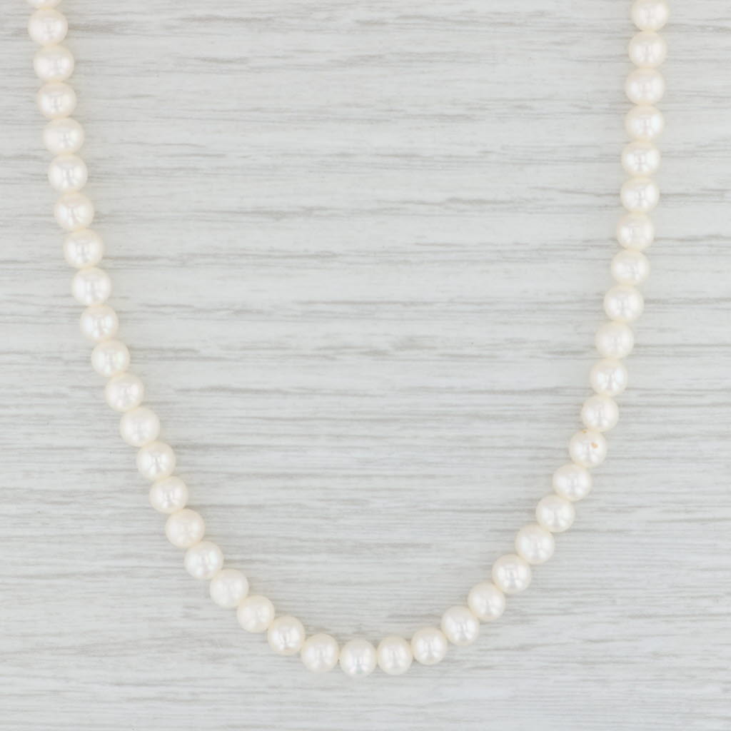 Light Gray Cultured Pearl Strand Necklace 14k Gold 18" 5mm