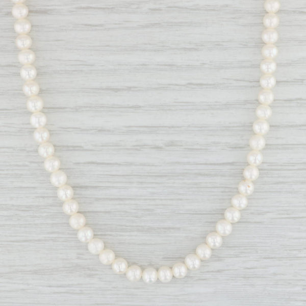 Light Gray Cultured Pearl Strand Necklace 14k Gold 18" 5mm