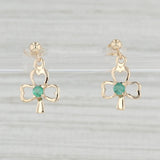 Light Gray 0.15ctw Emerald Clover Dangle Earrings 14k Yellow Gold Pierced Drops