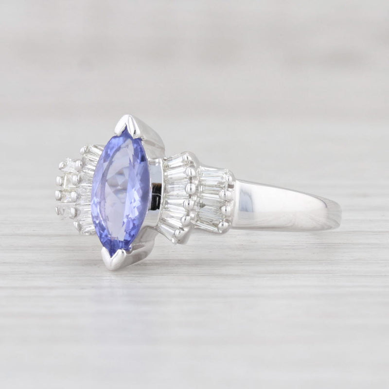 New 0.98ctw Tanzanite Diamond Ring 14k White Gold Size 7 Marquise Engagement
