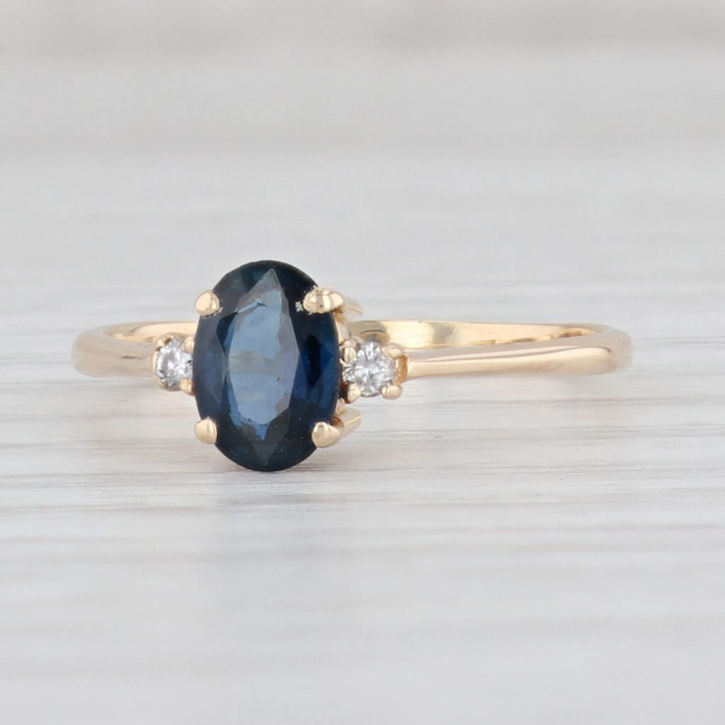 Light Gray Oval Sapphire Diamond Ring 14k Yellow Gold Size 7 September Birthstone