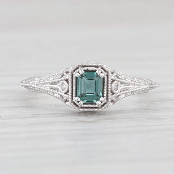 Light Gray New 0.30ct Green Alexandrite Solitaire Ring 14k Gold Size 6.5 Floral Filigree