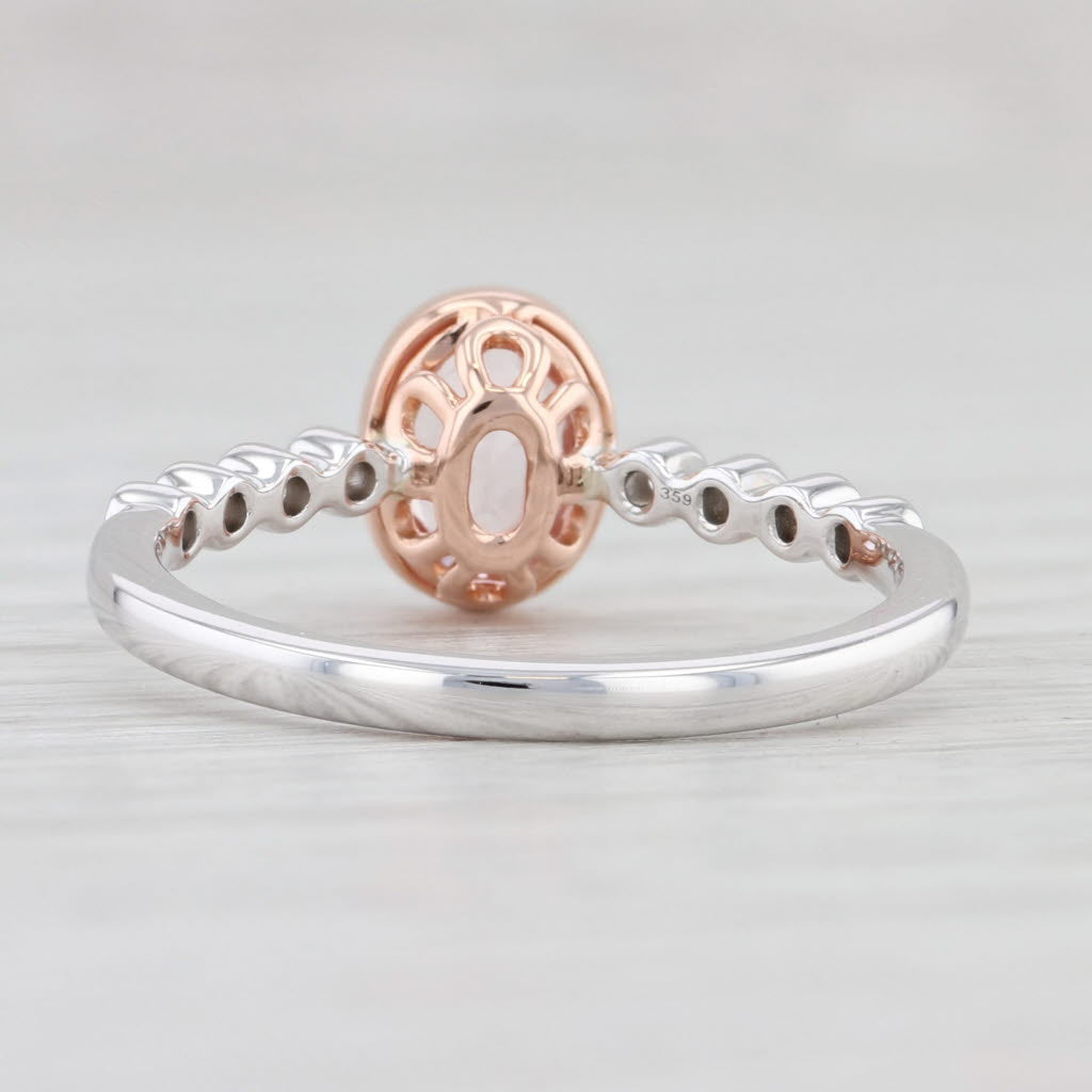 Light Gray New 0.80ctw Morganite Diamond Ring 14k Rose White Gold Size 6.75 Oval Engagement