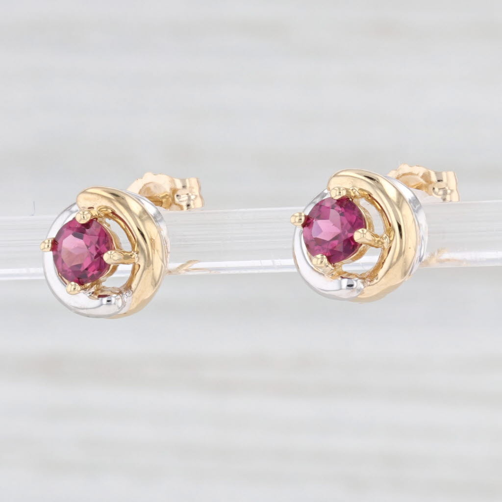 Light Gray New 0.80ctw Round Garnet Knot Stud Earrings 14k Gold January Birthstone