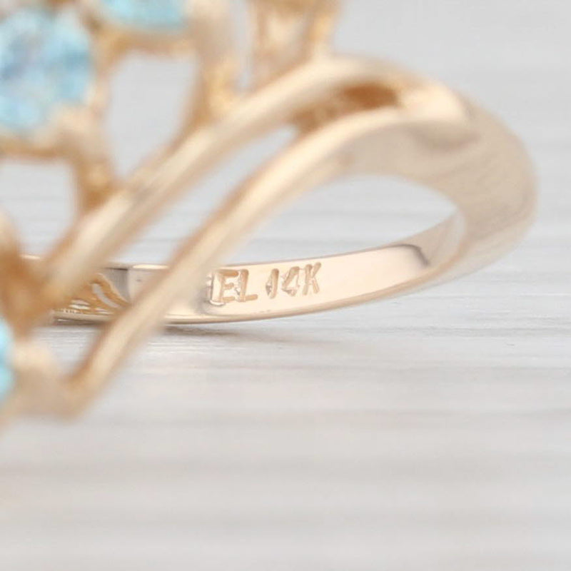 1.40ctw Blue Zircon Cluster Ring 14k Yellow Gold Size 8 Cocktail Bypass