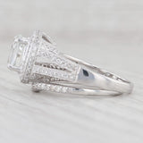 Light Gray 2.59ctw White Topaz Diamond Halo Engagement Ring Wedding Band Set 14k Gold