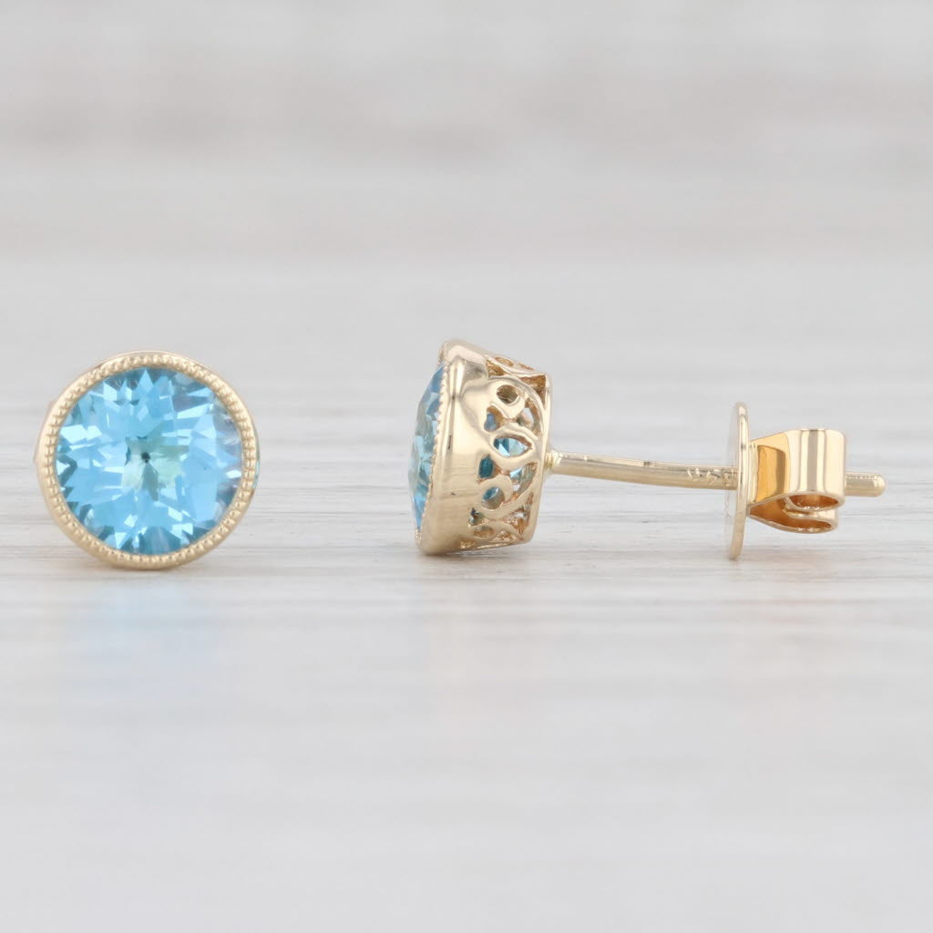 Light Gray New 1.85ctw Topaz Solitaire Stud Earrings 14k Yellow Gold December Birthstone