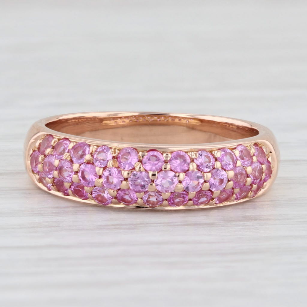 Light Gray 1ctw Pink Sapphire Ring 18k Rose Gold Size 6.25-6.5 Stackable Band