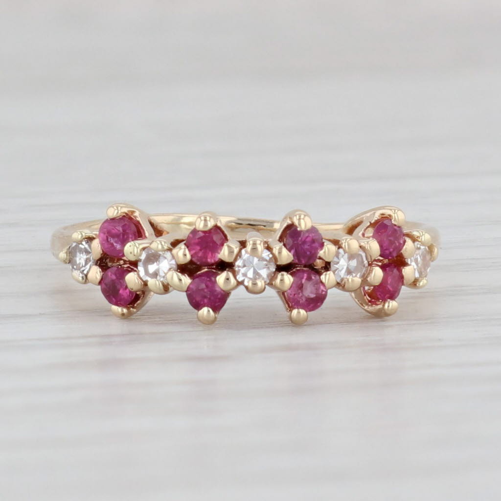 Light Gray 0.41ctw Ruby Diamond Ring 14k Yellow Gold Stackable Size 7.75