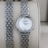 Dark Gray Baume Mercier Ladies Steel Double Bracelet Petit Promesse Diamond MOP Watch Box