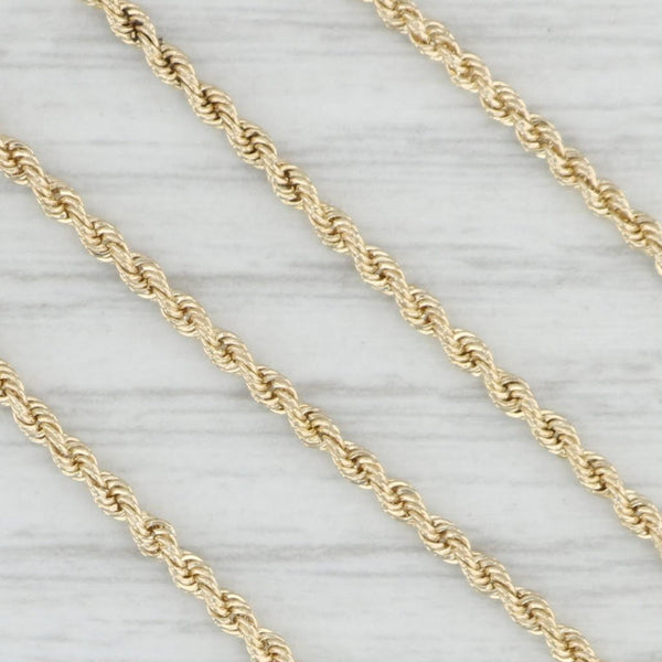 Light Gray 23.5" 1.8mm Long Rope Chain Necklace 14k Yellow Gold Tube Clasp