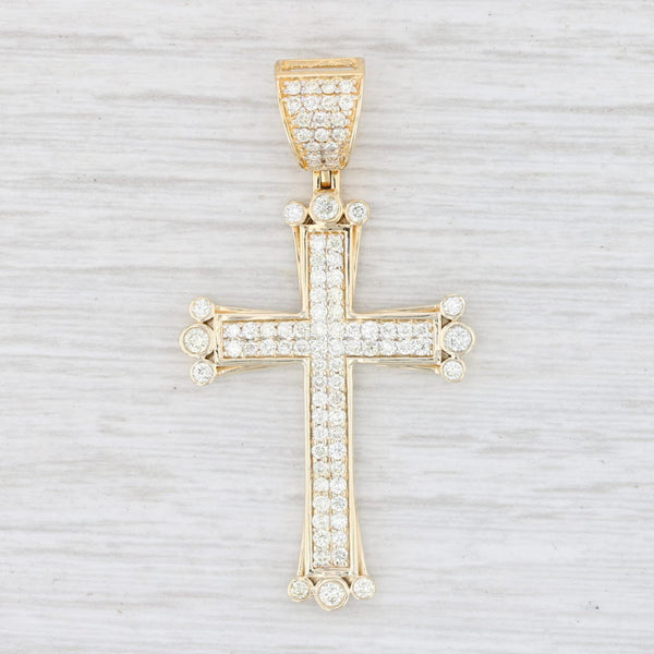 Light Gray 1.21ctw Diamond Cross Pendant 10k Yellow Gold Religious Jewelry