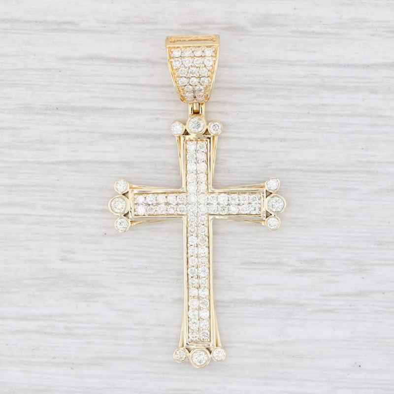 1.21ctw Diamond Cross Pendant 10k Yellow Gold Religious Jewelry