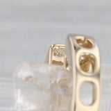 Gray Diamond Accented Hoop Huggie Earrings 14k Yellow Gold Pierced Round Hoops