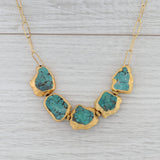 New Nina Nguyen Turquoise Statement Necklace Sterling Gold Vermeil 19"