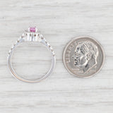 0.73ctw Pink Sapphire Diamond Halo Ring 14k White Gold Size 6.5 Engagement