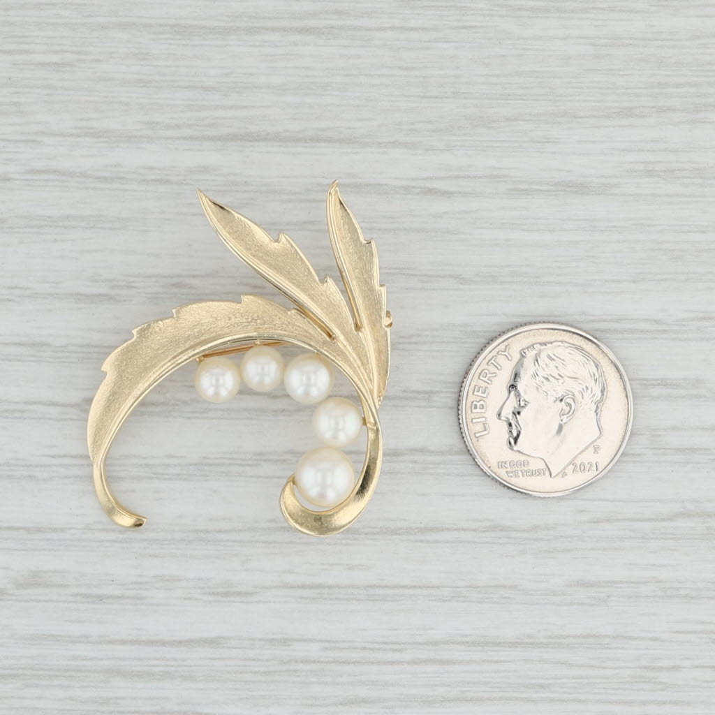 Mikimoto Cultured Pearl Floral Brooch 14k Yellow Gold Statement Pin –  Jewelryauthority