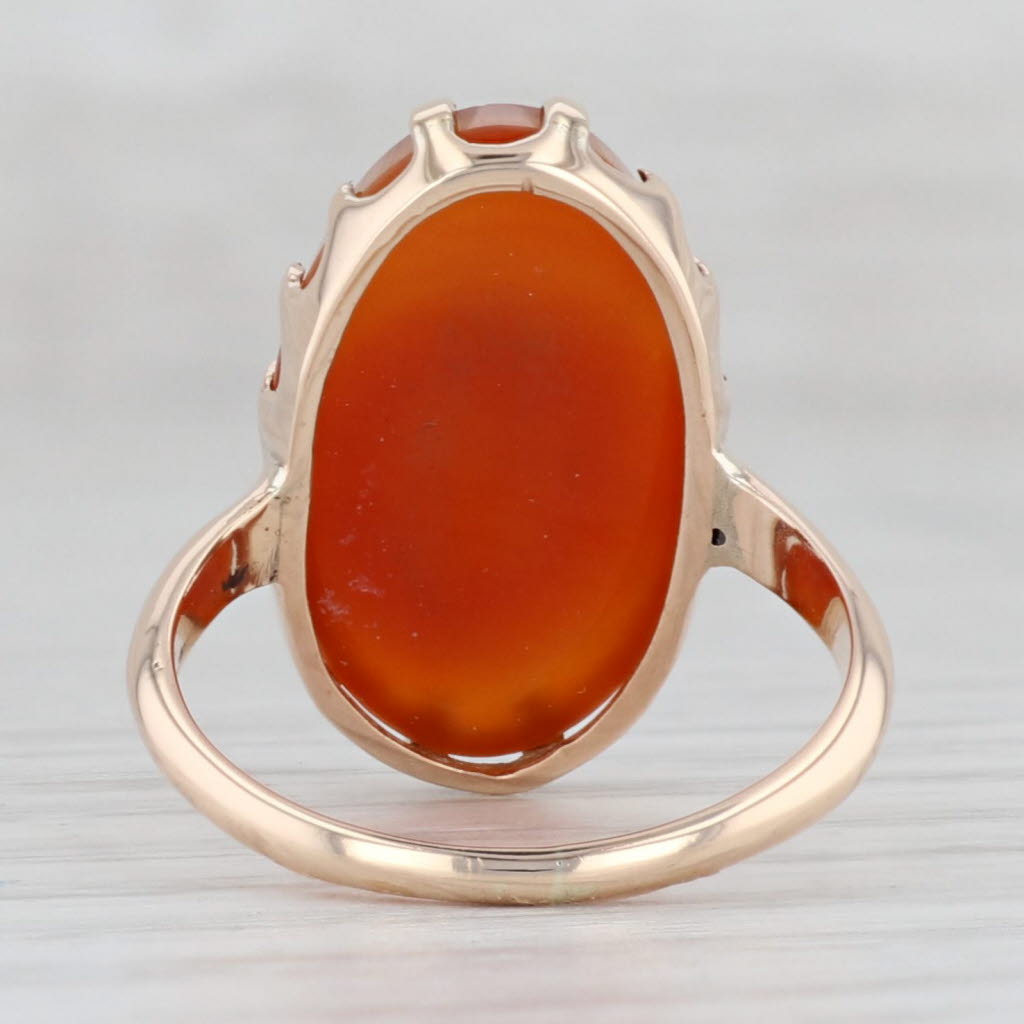 Light Gray Antique Sardonyx Cameo Ring 10k Yellow Gold Size 6 Figural