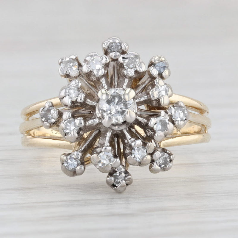 Vintage 0.30ctw Diamond Cluster Spray Engagement Ring 14k Gold Size 7.25