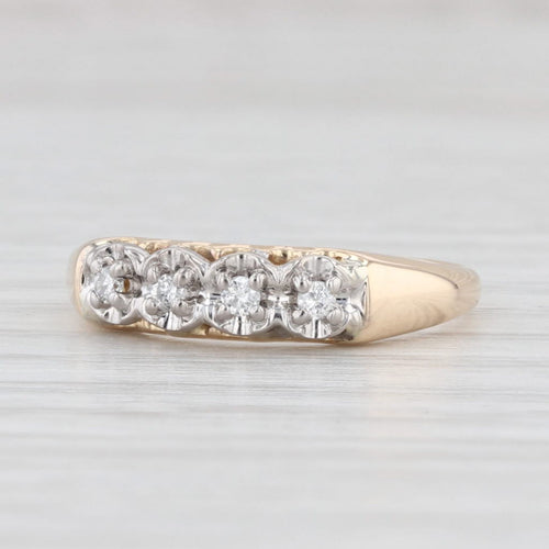 Light Gray Vintage Diamond Wedding Band 14k Gold Size 5 Stackable Ring