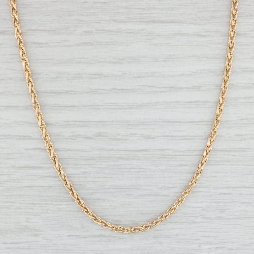 Light Gray 20.75" Wheat Chain Necklace 14k Yellow Gold 3mm