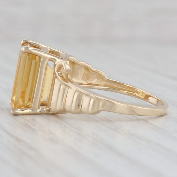 Light Gray 4.50ct Emerald Cut Citrine Solitaire Ring 14k Gold November Birthstone Size 7