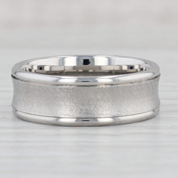 Light Gray New Brushed Concave Titanium Ring Size 10 Men's Wedding Band
