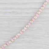 New Pink Glass Bead Bracelet Sterling Silver Chain 5.25” Toggle Clasp