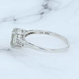 New 0.89ctw Oval Green Quartz Diamond Ring Sterling Silver Size 6.25