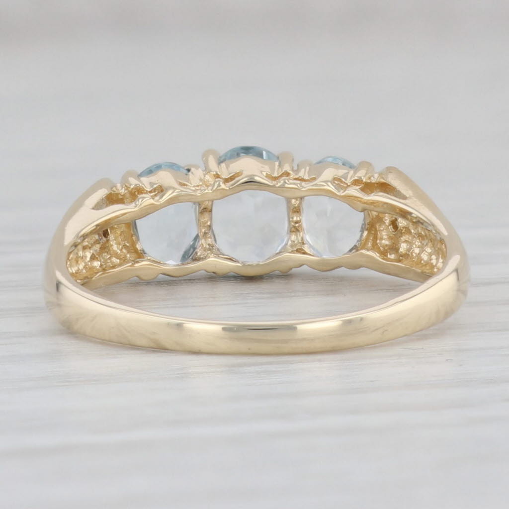 Light Gray 1.50ctw Aquamarine Oval 3-stone Ring 14k Gold Size 9.25 Diamond Heart Accents