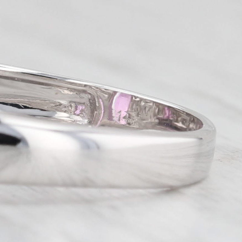 Light Gray 1.69ctw Oval Pink Kunzite Diamond Ring 14k White Gold Size 7.25