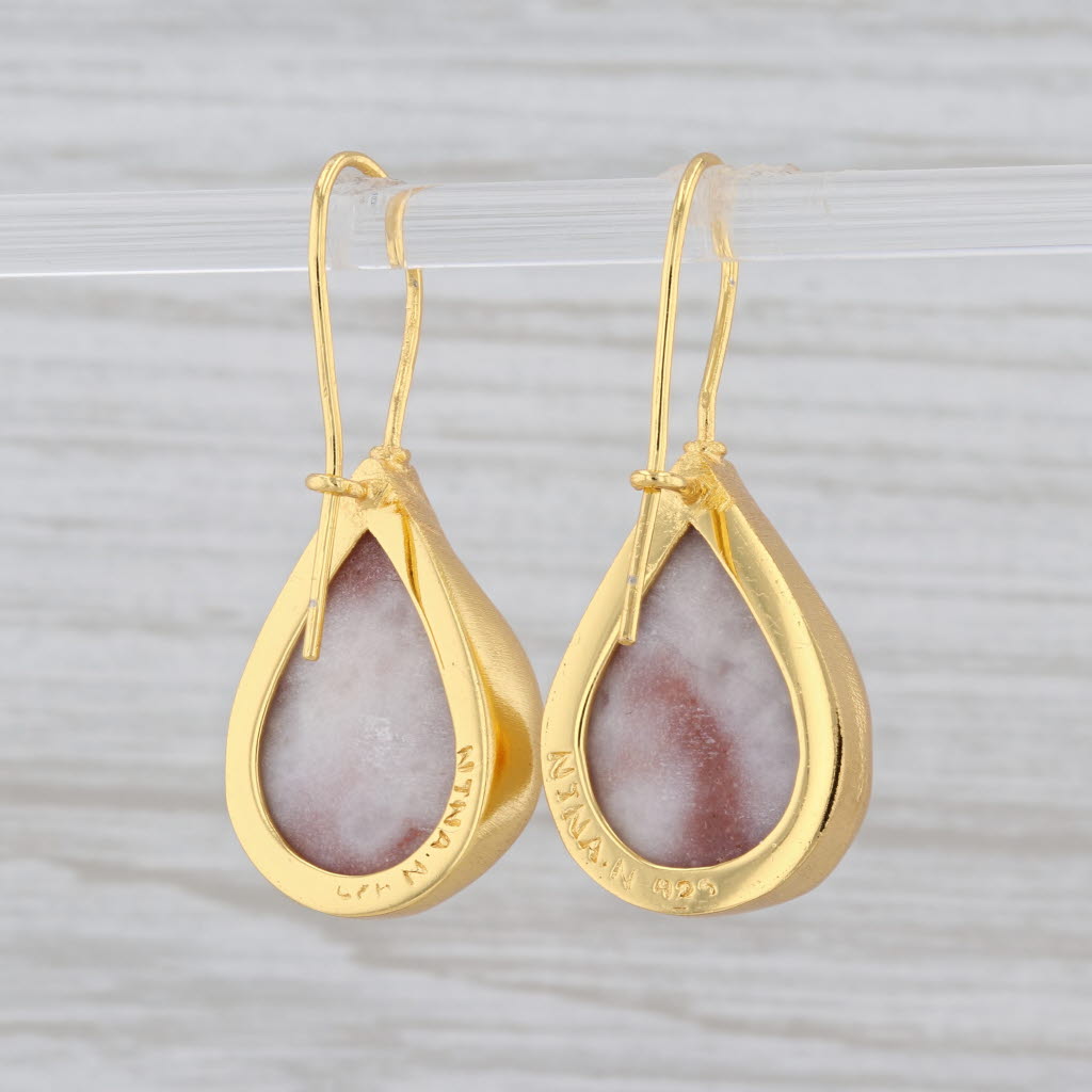 Gray New Nina Nguyen Brown Druzy Quartz Teardrop Earrings Sterling Gold Vermeil