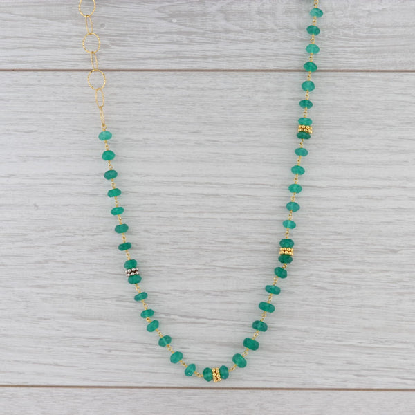 Gray New Nina Nguyen Green Onyx Bead Necklace Melody Chain Sterling Gold Vermeil