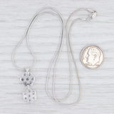 Light Gray 1.35ctw Diamond Flower Drop Pendant Necklace 14k White Gold 18" Snake Chain