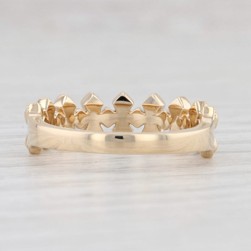 New Diamond Band 14k Yellow Gold Size 6.5 Wedding Stackable Ring Cross Pattern