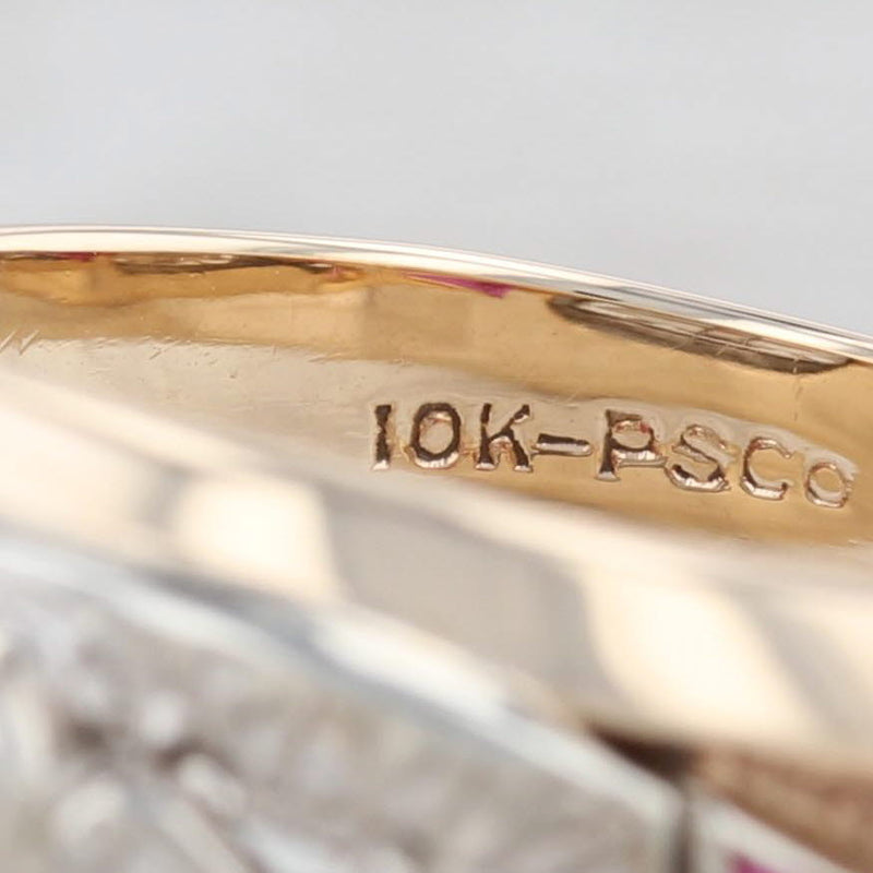 Light Gray Odd Fellows Ring 10k Gold Lab Created Rubies FLT 3-Rings Signet Size 10.75