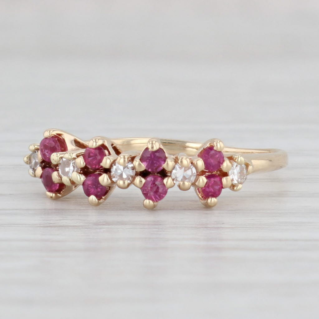 Light Gray 0.41ctw Ruby Diamond Ring 14k Yellow Gold Stackable Size 7.75