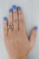 Dark Gray Vintage Oval Cabochon Tiger's Eye Ring 10k Yellow Gold Size 6